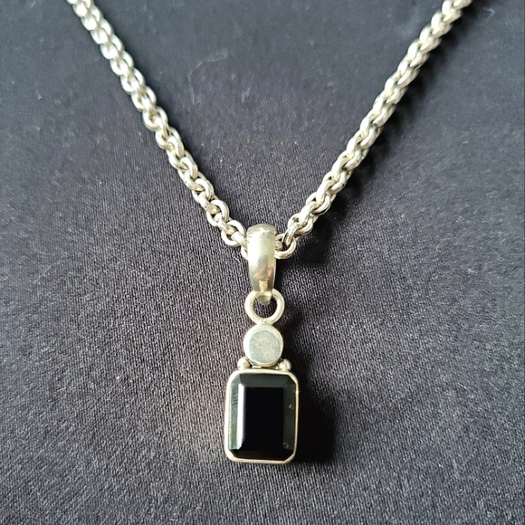 Rare Retired Silpada 925 Black Onyx Pendant Necklace S1215 N1208